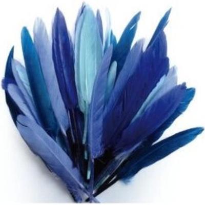 Indiāņu spalvas - Monohroms - Zils - 10 grami - Apmēram 40 spalvas - Garums 15 cm