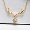 Women's Zircon Reindeer Antler Necklace – Cute Christmas Holiday Pendant Jewelry