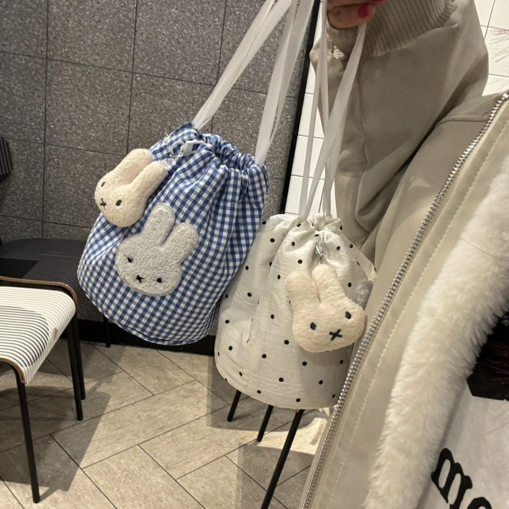 Kawaii Miffy Rabbit Drawstring Storage Bag Cute Cartoon Portable Lightweight Small Item Storage Student Girl Cosmetics Organizer