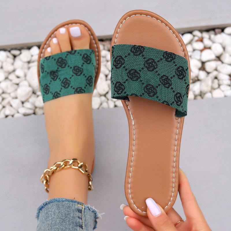 

Fashion Women Slippers Summer Flat Non-Slip Sandals Daily Casual Comfortable Women Shoes Open Toe Vacation Beach Slippers Slides Women 42 зелёный