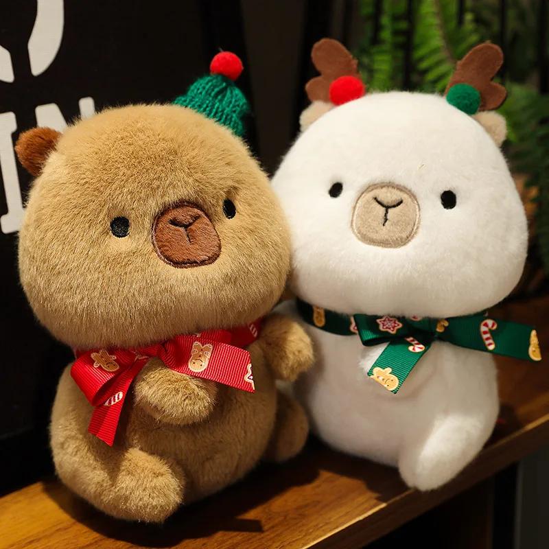 Lovely Christmas Tree Capybara Christmas Apple Plush Toys Cute Animal Dolls Stuffed Soft for Xmas Birthday Festival Celebration