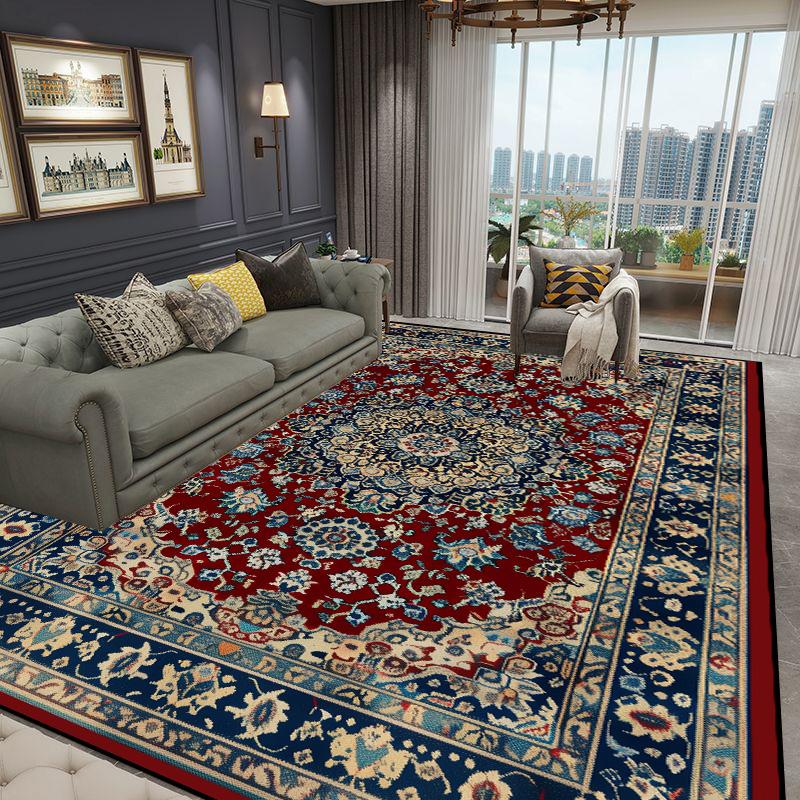 Ethnic Style Bedroom Carpet Vintage Persian Carpet Living Room High-end Luxury Rug Large Area Non-slip Washable Porch Floor Mat