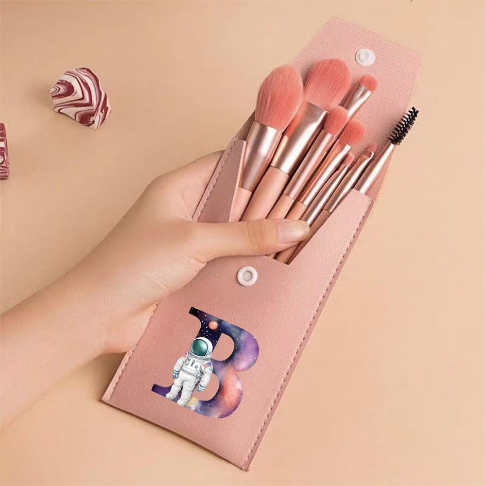 Premium Makeup Brushes Kit 8 Pieces Portable Blush Concealer Eyeshadow Brushes Synthetic Bristles Astronaut Letter Pattern