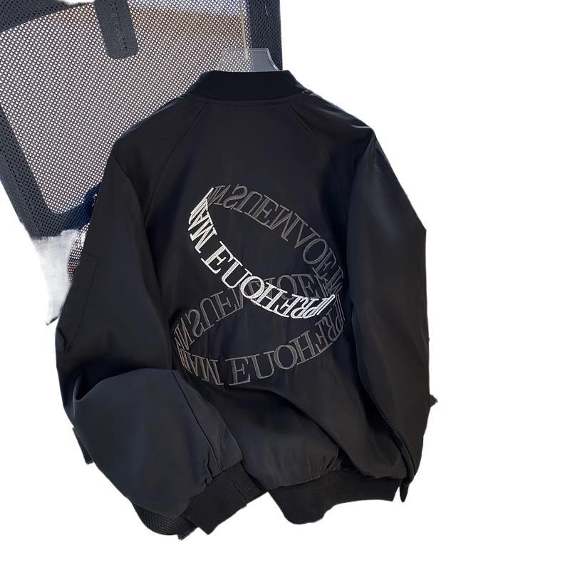 American Vintage Letter Embroidered Bomber Jacket Men's Spring and Autumn High Street Vibe Casual Baseball Jacket