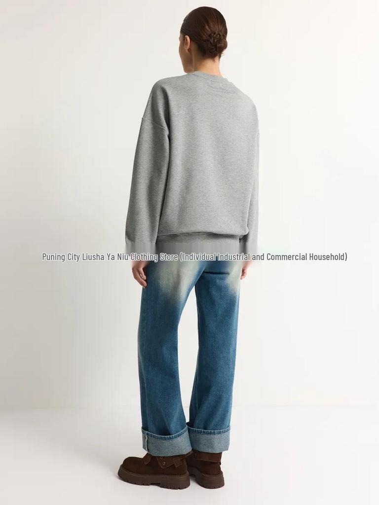 European Vintage Printed Sweatshirt - Autumn/Winter Casual Loose Fit, Round Neck.