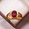 Ruby Oval Cut With 925 Sterling Silver Gold Plated Ring For Men's #B541 JL375686397624