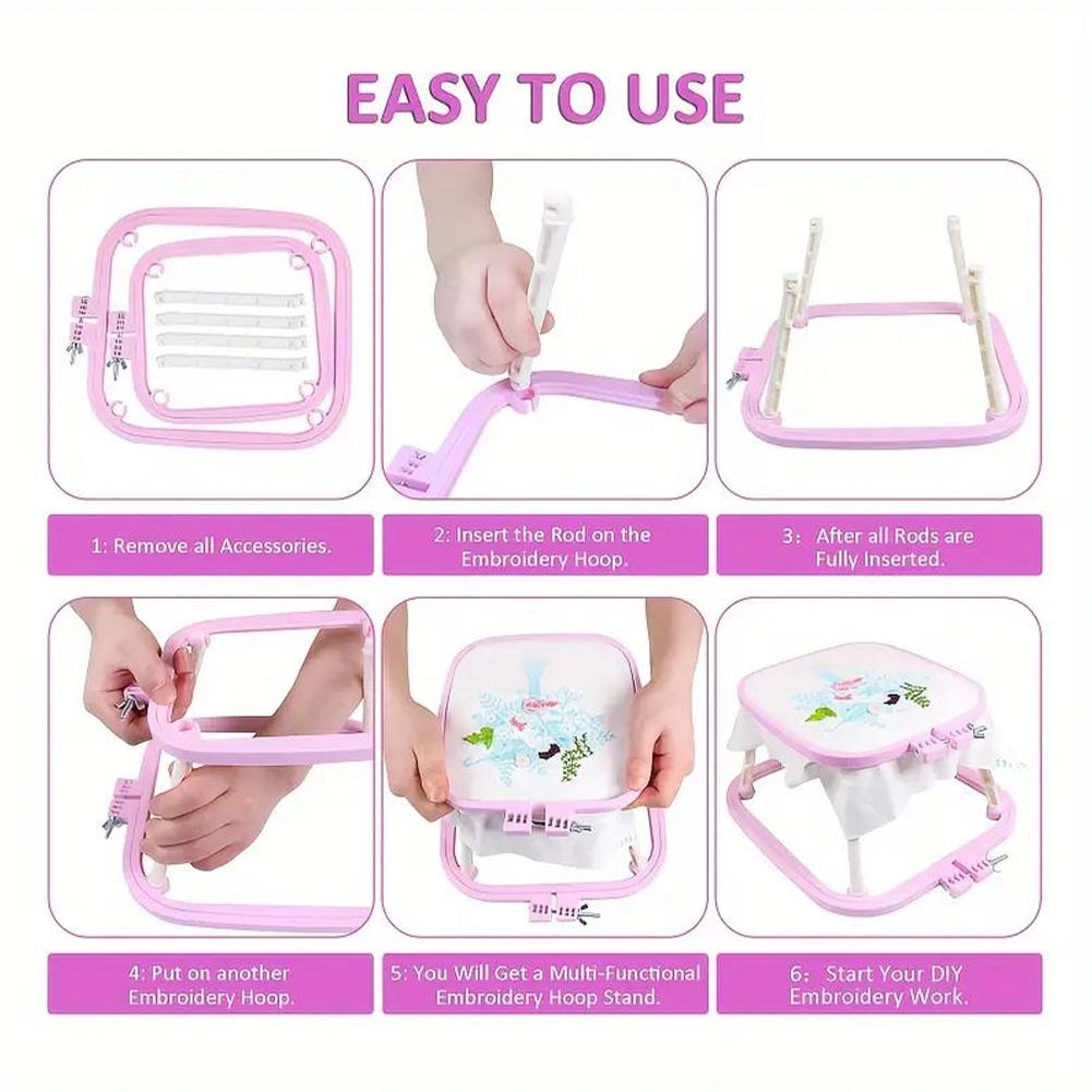 Cross Stitch Rack Multifunctional Double Layer Embroidery Frame Removable 2 Tier Square Embroidery Hoop for Quilting Stitching