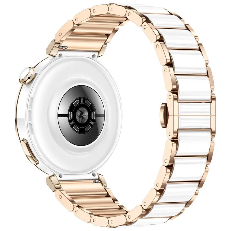 18mm Keramický+Kovový Řemínek Pro Huawei Watch 5/GT5 Pro 42mm GT6-5-4 41mm Špičkový Oficiální Náramek Pro Garmin Venu 4 41mm Correa