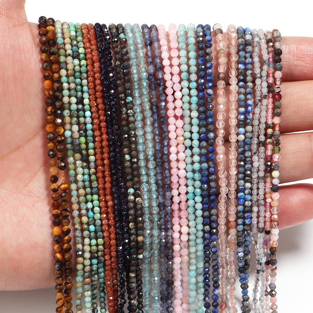 1 Strand Colorful Faceted Natural Stone Beads Loose Beads for Jewelry Making Spacer Beads DIY Bracelet Necklace Accessories