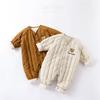 Babykoi Baby Clothes Long Sleeve Romper Spring Autumn Winter Clothes Newborn Thick Cotton Coveralls Baby Girls Preparing for Maternity Gift Plain