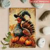 Metal Wall Art Vintage Turkey Pumpkin Tin Sign for Kitchen