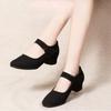 Damen Erwachsene Weichsohlen Tanzschuhe Oxford-Stoff Mittlerer Absatz Ganzjahres Atmungsaktiv Schwarz Standard Tanzschuhe