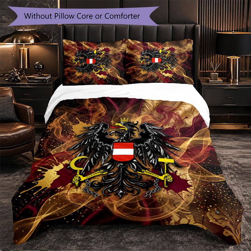 Austria Football Pattern 3 Pieces Bedding Set Soft Microfiber Duvet Cover with Pillow Cases for Bedroom