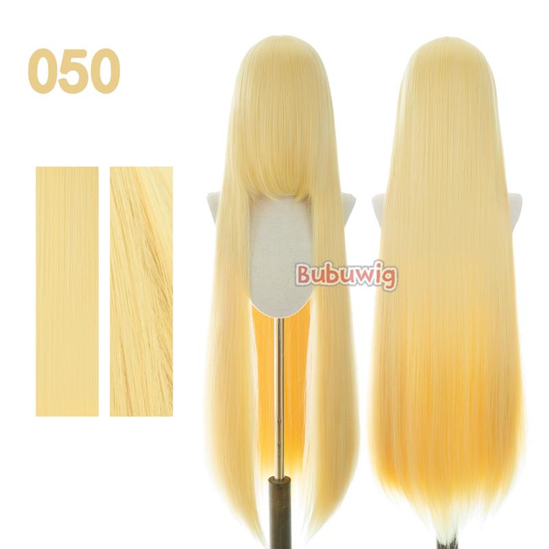 Bubuwig Synthetic Hair 100cm Long Straight Pure Color Cosplay Wigs Over 100 Colors Black White Red Blue Brown Wig Heat Resistant