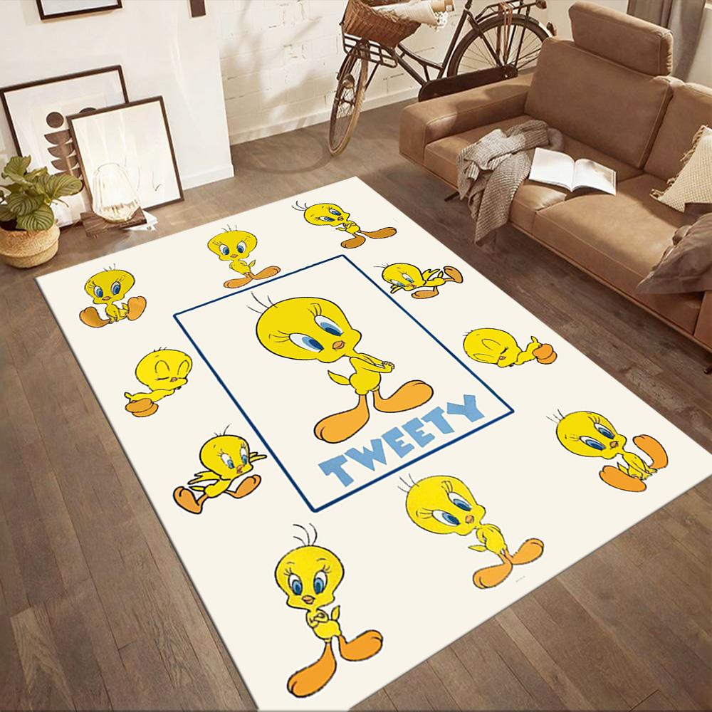 Tweety Bird Collage Square rugs are a great choice for living rooms, bedrooms, home décor, and as gifts.
