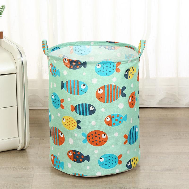 Cotton Linen Dirty Laundry Basket Foldable Round Waterproof Organizer Bucket Clothing Children Toy Home Large Capacity Storage