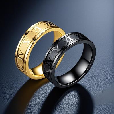 Anillo de Acero Inoxidable con Números Romanos para Hombre con Diseño de Nicho Frío-Aislante