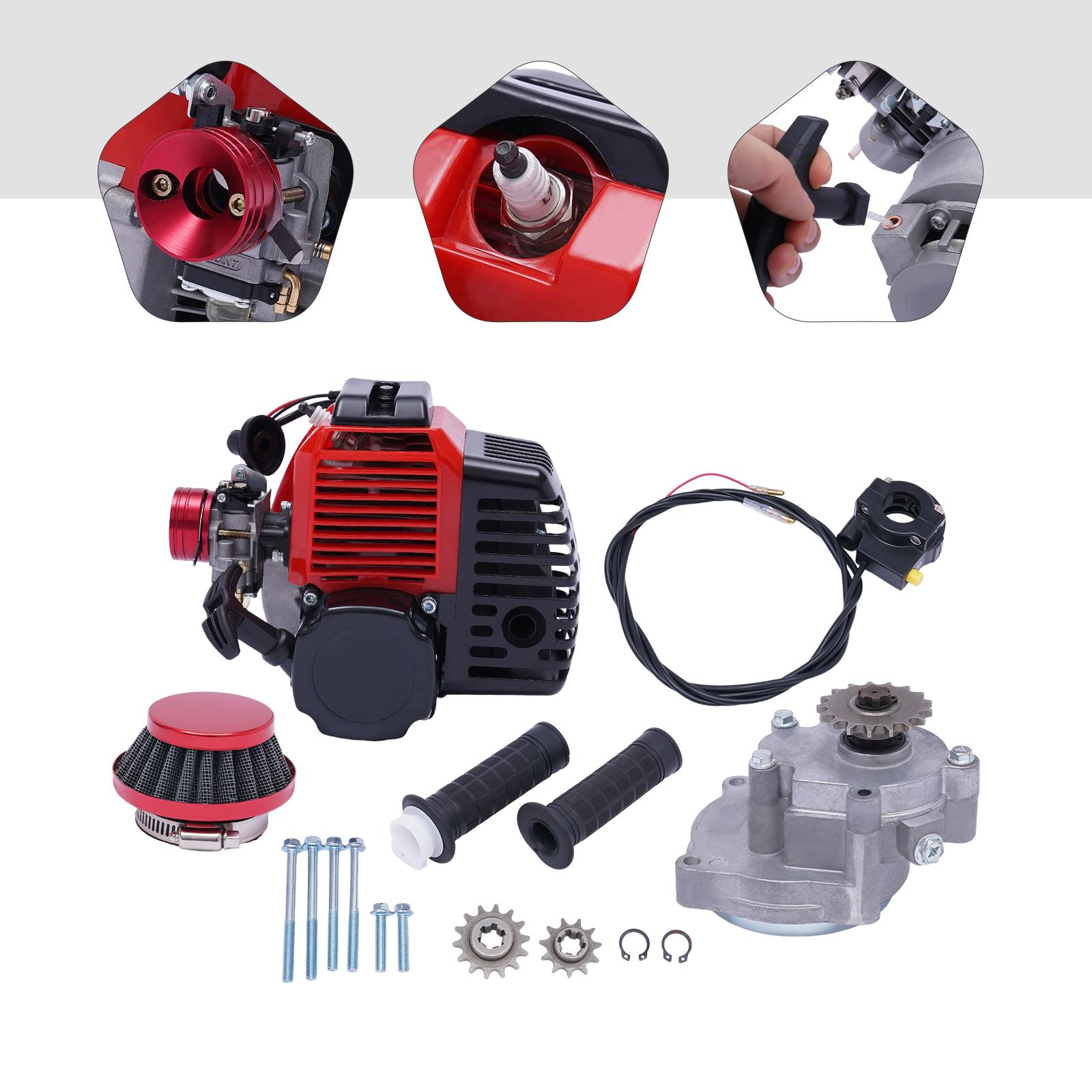 

49cc 2-Stroke Scooter Engine Kit - High Performance Motor with Racing Air Filter, Throttle Cable & Grip, 1.9KW Power, 44mm Bore