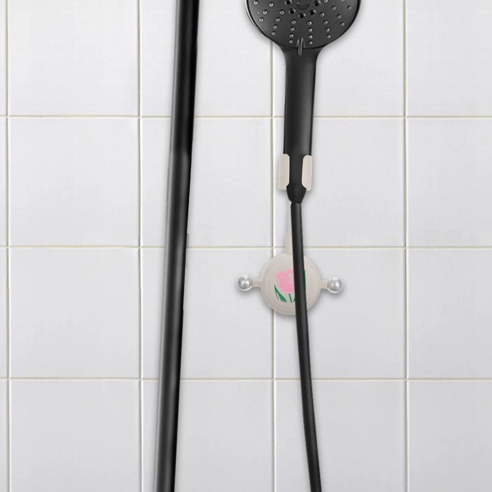 Tulip Pattern Suction Cup Shower Head Bracket INS Handheld Shower Holder  Bathroom Supplies