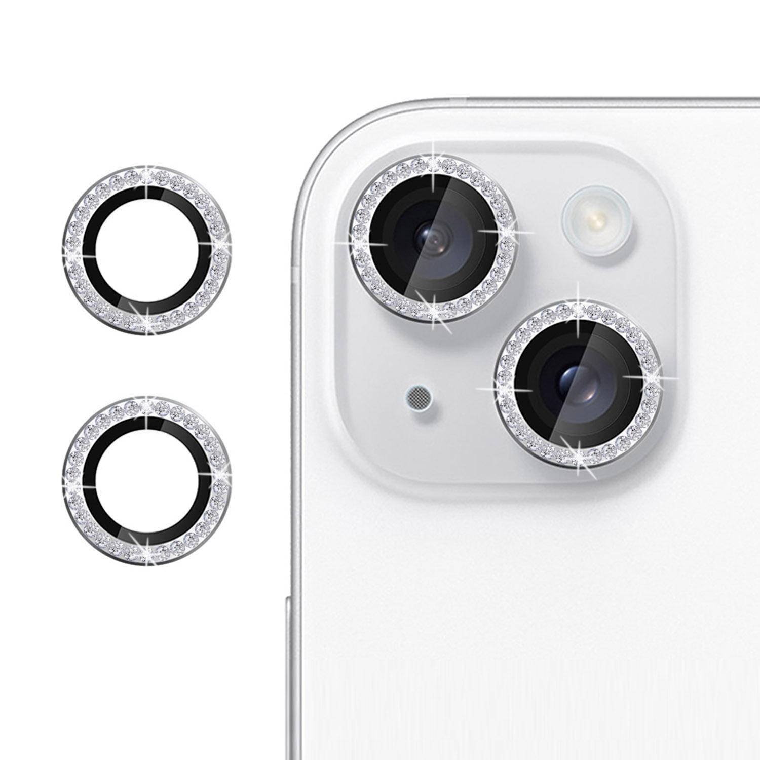 

Защита объектива камеры для iPhone 15/15 Plus, дизайн в виде бриллиантового кольца, пленка для объектива из закаленного стекла Silver