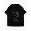 Oversized T Shirt Black Fall Me Love Witchy Magic Stars And Moon Print WkjeDmaor Graphic Tee For Casual Wear Street Style Fashion