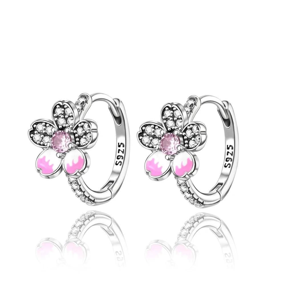925 Silver Cute Shiny Stud Earring Bow Flower Unicorn Heart Shell Feather Fit Fashion Fine Jewelry Gift for Women