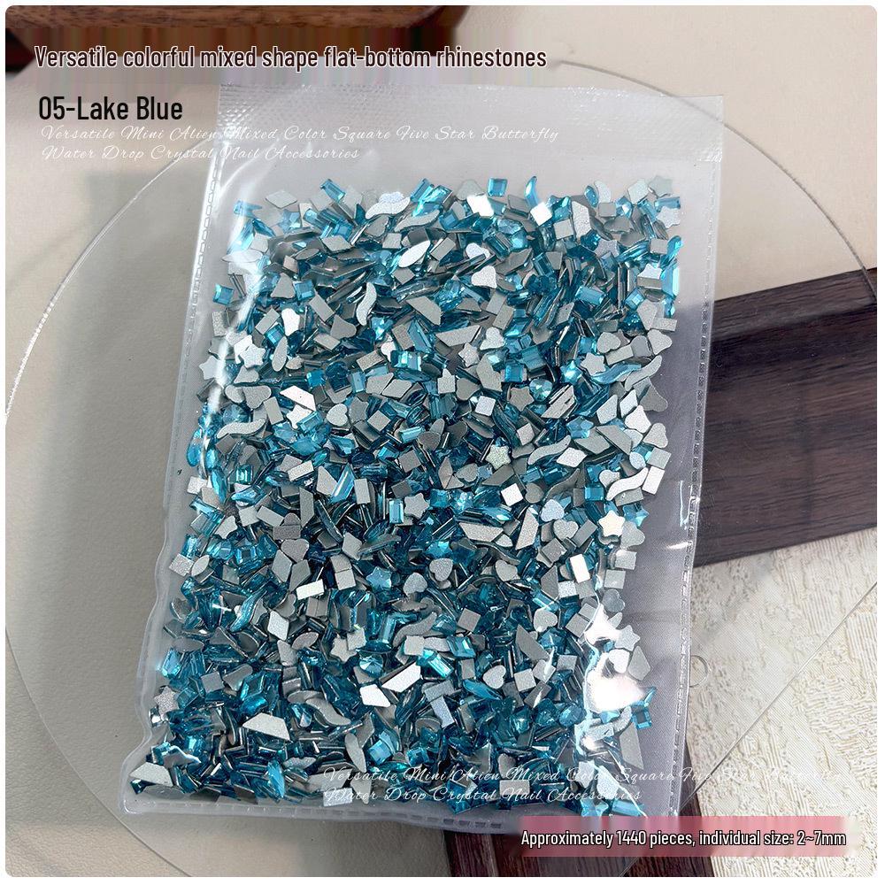 1440 Mini Flat-Back Rhinestones for Nail Art, Mixed Styles, Super Shiny Champagne Color, DIY Accessories