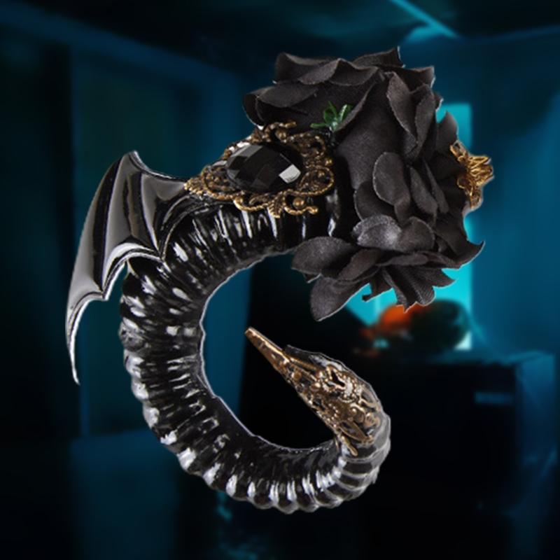 Erwachsene Kinder Dämon Schwarze Farbe Ochsenhorn Haarspange Stoffumwickelte Haarnadel Halloween Weihnachten Kostüm Cosplay Party