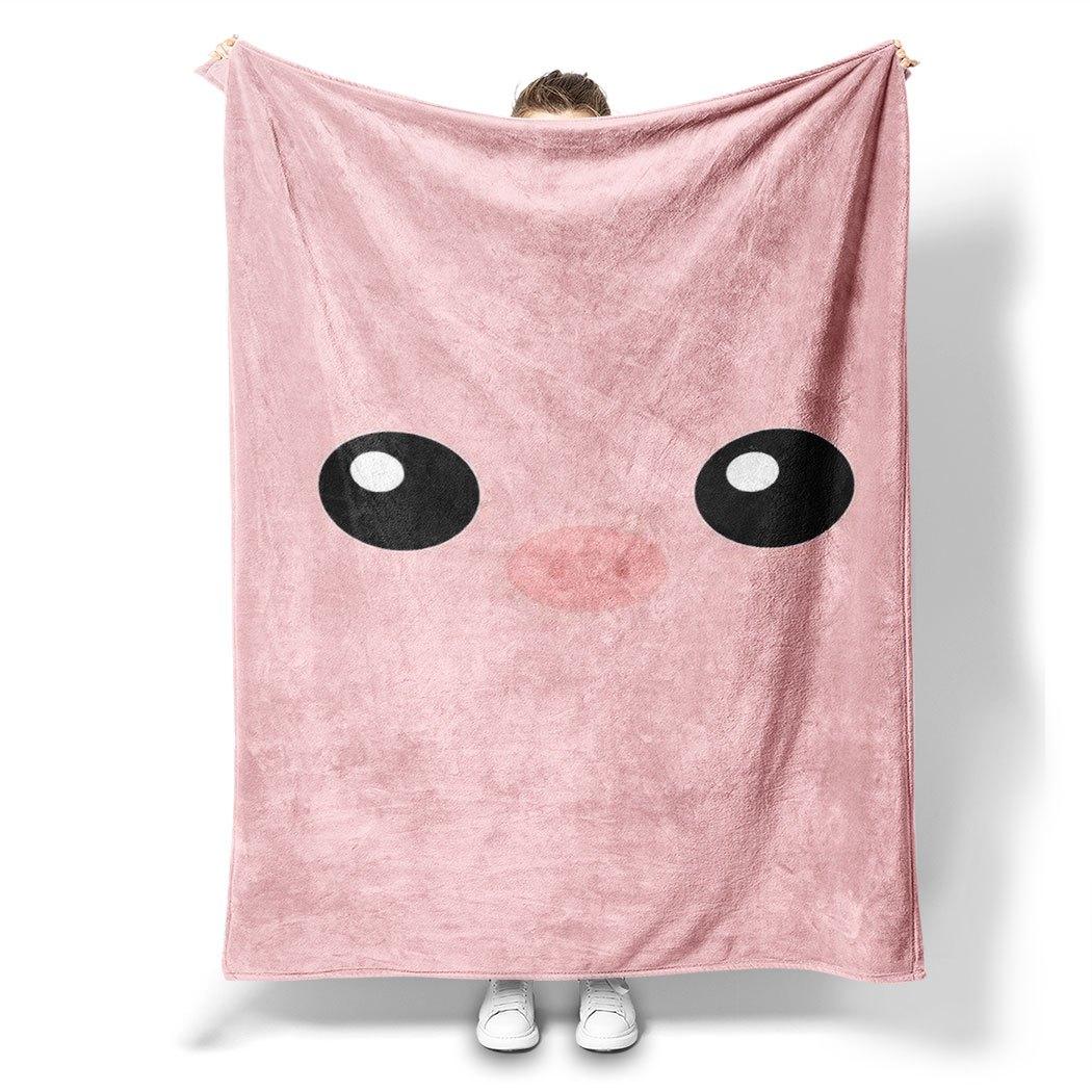 

Cute Pink Bear Face Flannel Throw Blanket Soft Cozy Fleece for Home Office Sofa and Car All Season Fun Gift 75x90cm