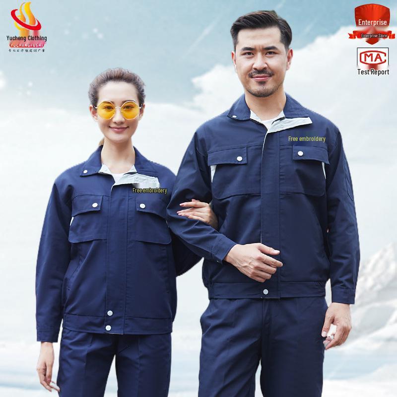 Men's Long Sleeve Workwear Set - Durable Spring/Autumn Top for Auto Repair, Welding, Construction, and Labor Protection.