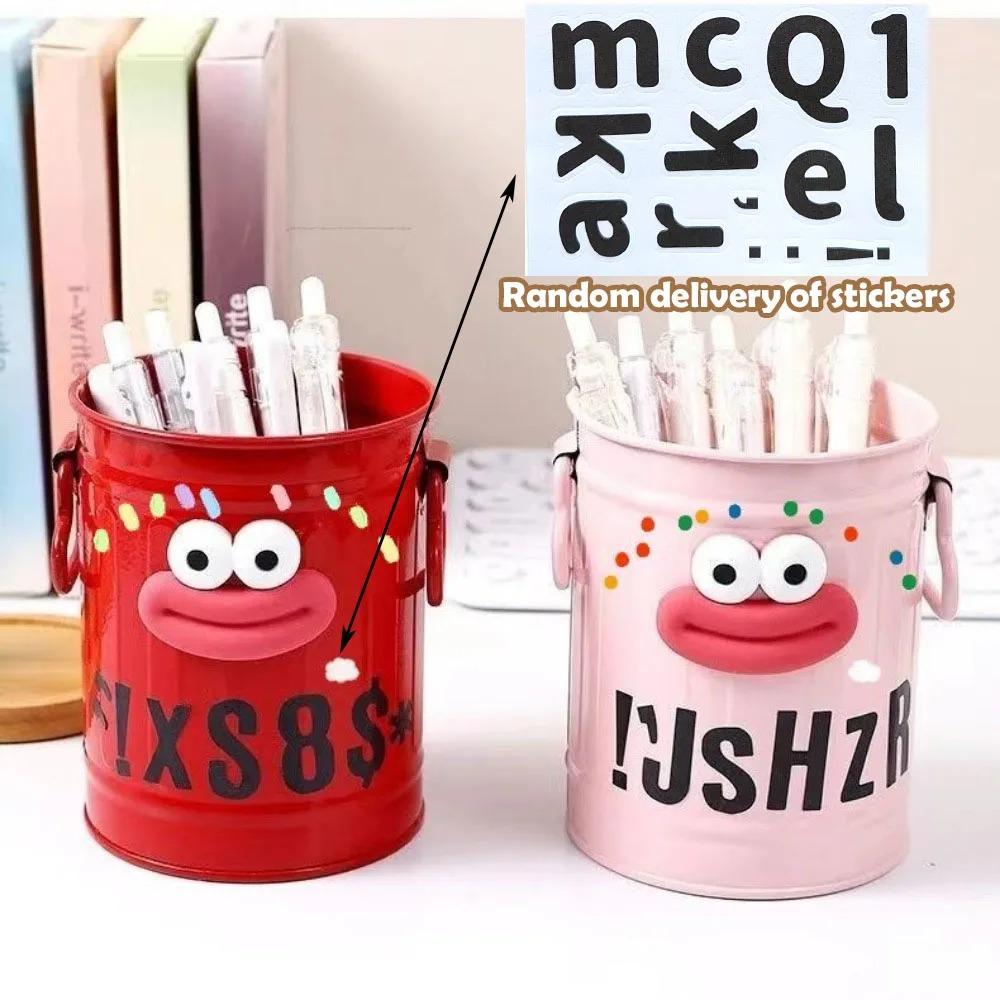 Cartoon Pen Holder Round Vertical Pencil Holder for Office Home Study Desktop Accessories Storage Organizer for Pens Erasers Crayons