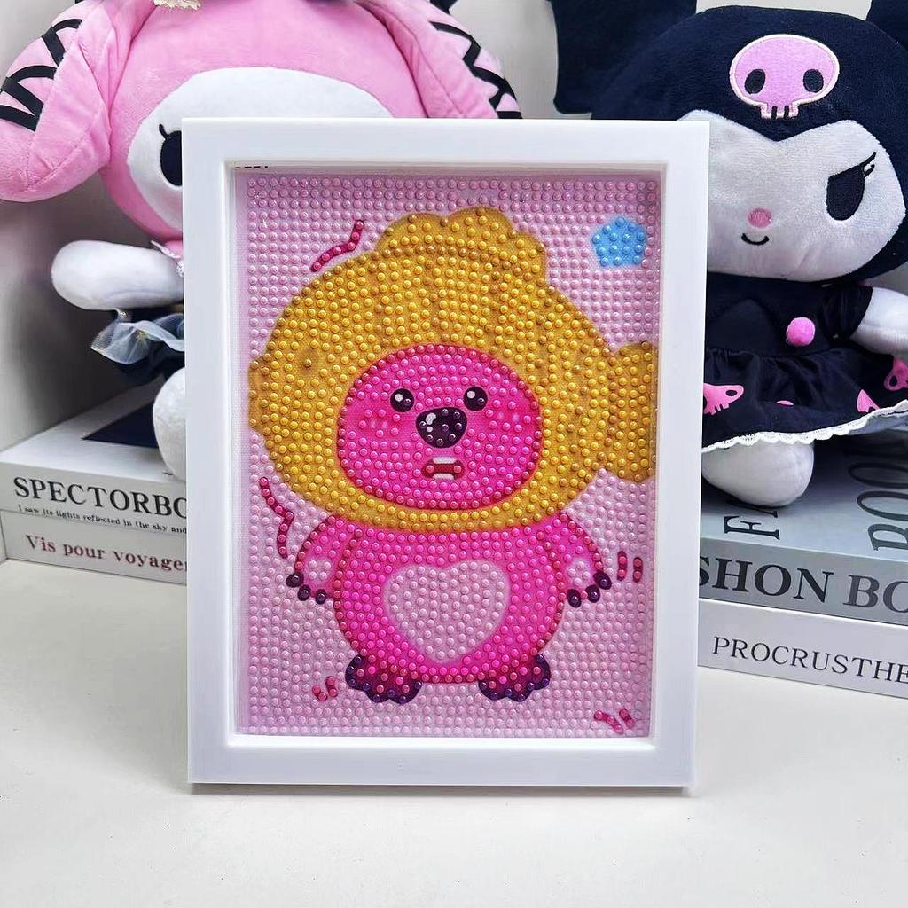 Cartoon Diamond Painting Children's Handmade Diy Diamond Stickers Bedroom Living Room Decorative Painting Masonry Painting with Photo Frame.