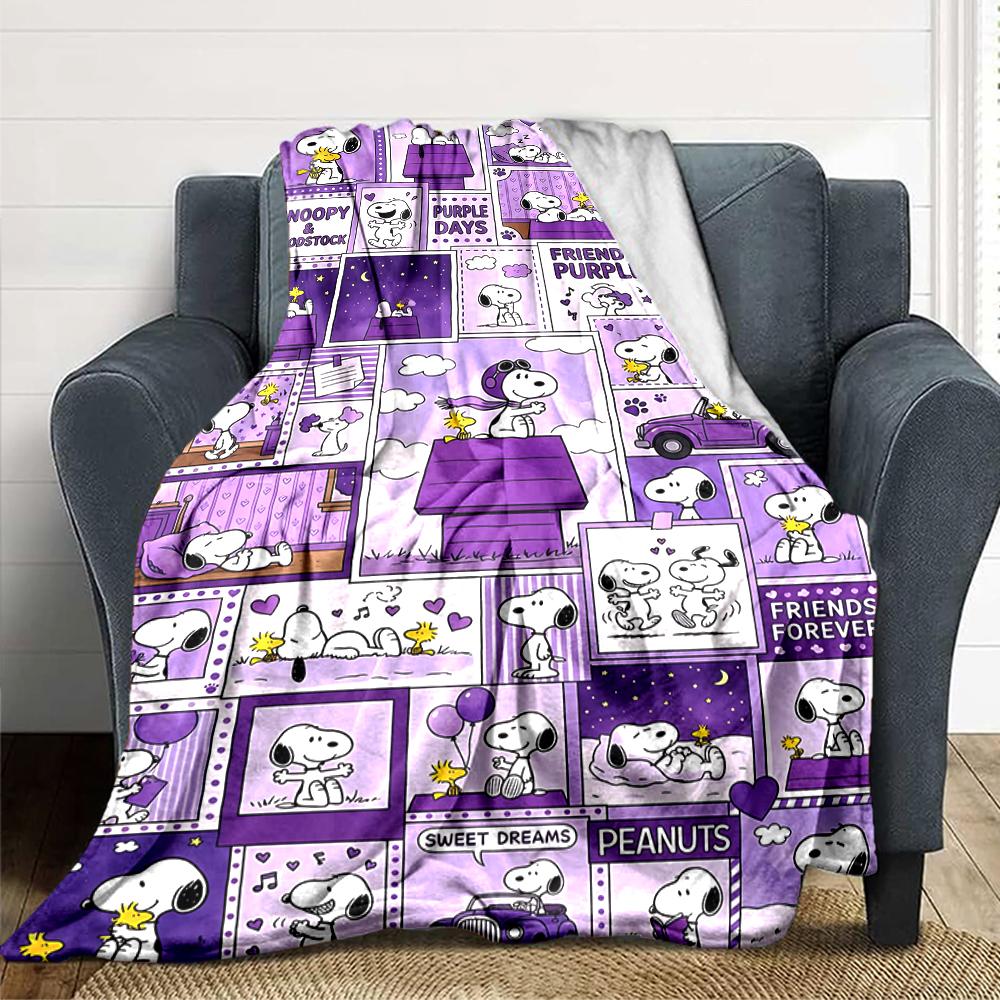 Snoopy'S Purple Adventure Blanket Soft Throw Blanket For Home Bedroom Bed Sofa Travel Office Solid Christmas Blanket