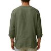 Men's Linen V-Neck T-Shirt Loose Fit Casual Summer Top