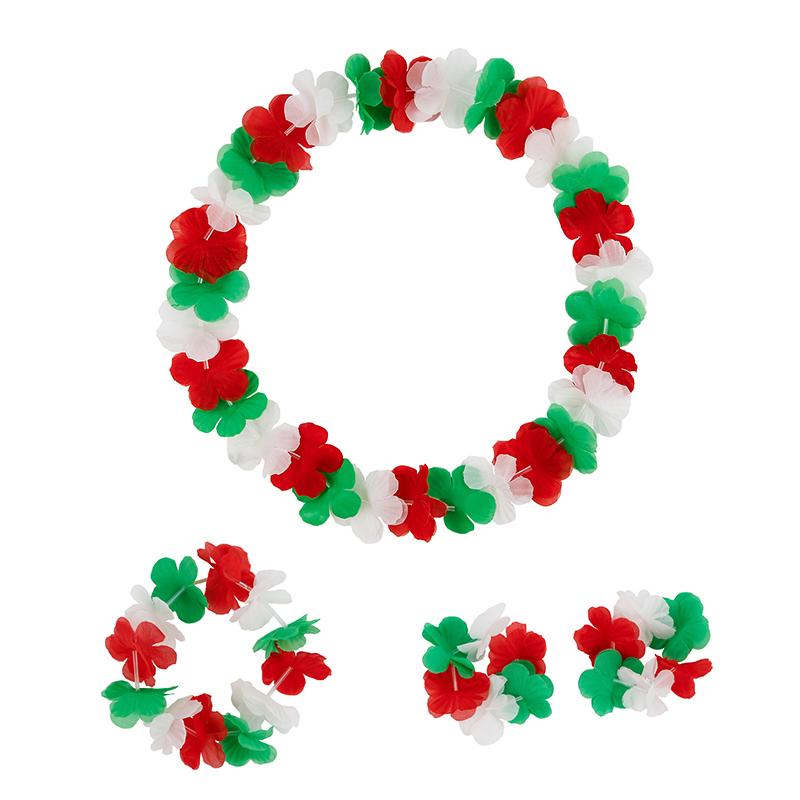 4 ks/Sada Havajské Umělé Květiny Náhrdelník Girlanda Čelenka Svatba Narozeniny Pláž Tropická Párty Dekorace