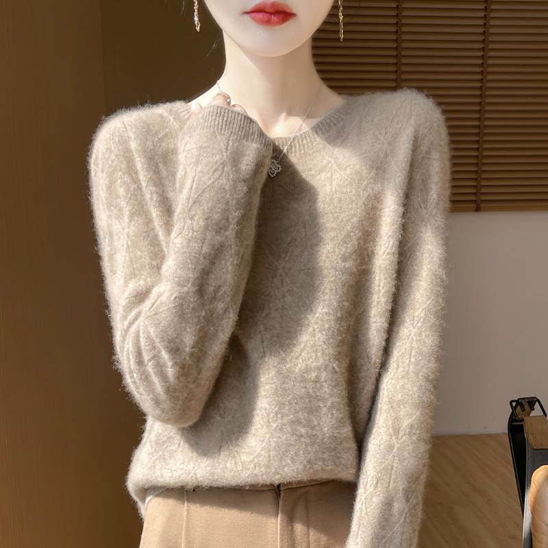 Women's Cashmere Sweater Qinghe Cashmere 30% Cashmere 70% Wool Autumn and Winter Pullover Warm and Fashionable
