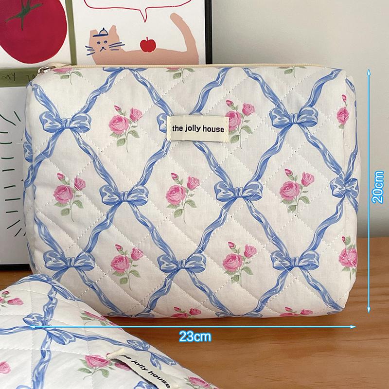 Cute Bow Flower Make-Up Bag Portable Large Capacity Travel Cosmetic Bag Multi-Functional Wash Collection Bag Gifts