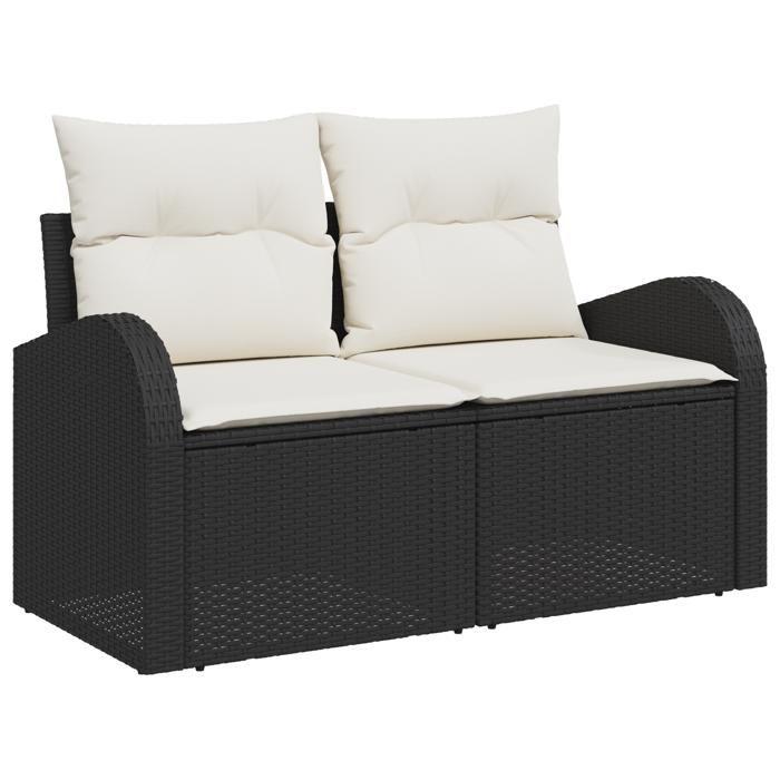 VidaXL Ensemble de Canapés de Jardin de 6 Pièces avec Coussins en Poly Rattan Noir 3348643