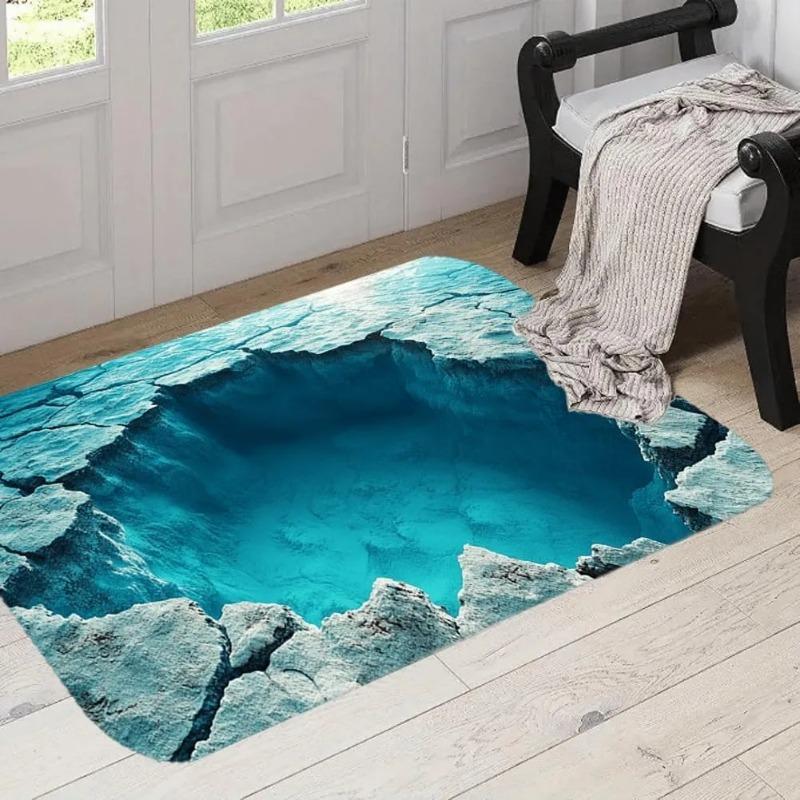 3D Optical Illusion Trap Cat Door Mat Living Room  Bedroom Entrance Rug Non-Slip Kitchen Bathroom Doorway Decor Rug