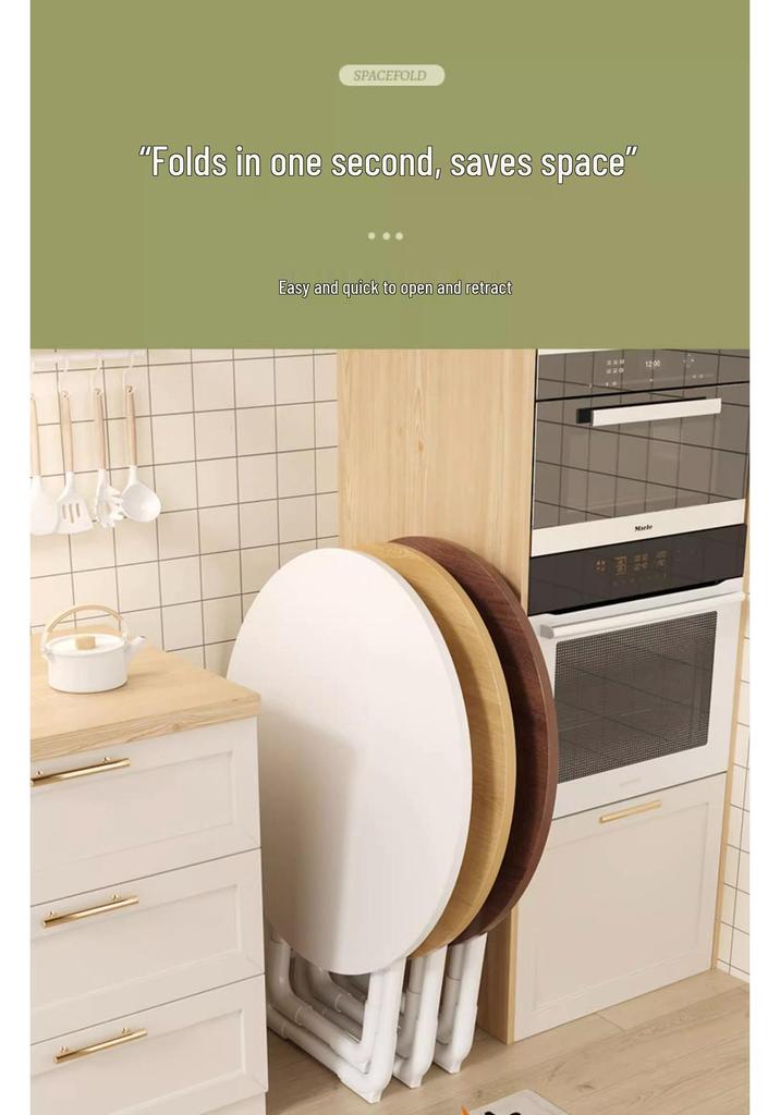 Portable Round Folding Table for Home, Dining, Outdoor, or Rental Rooms - Compact and Versatile.