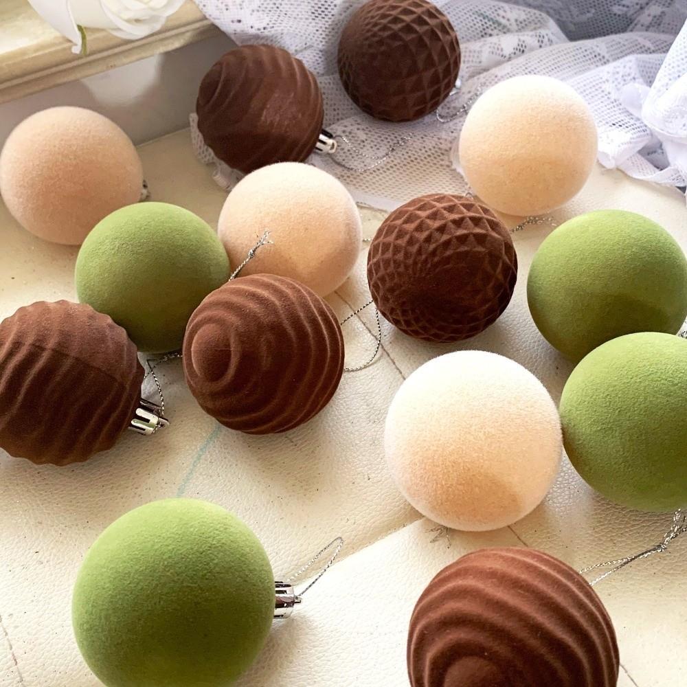 New 6cm Christmas Ball Set Xmas Baubles Flocking Xmas Tree Hanging Pendant Gift Ball Christmas Decorations Xmas Ornament Ball