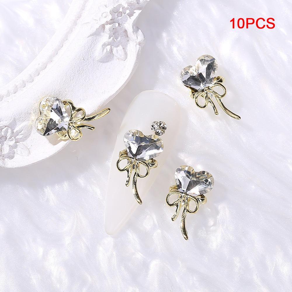 10PCS Crooked Heart Nail Art Charms Translucent Nail Jewelry Manicure Charms  DIY Decoration