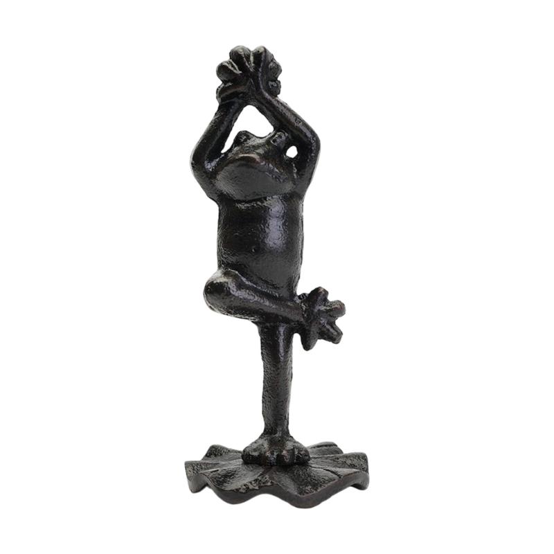 Cast Iron Meditations Animal Figurine Decors, Antique Tabletop Accent for Shelf Styling, Desk Corner, and Calm Home Displays