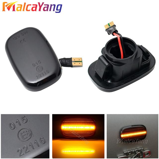 2pcs Dynamic Led Side Marker Flowing Turn Signal Light Panel Lamp for Toyota Corolla E10/E11/E12 Yaris Verso Hilux Surf N21 RX Dynamic Smoked Type