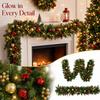 Christmas Garland with Lights, Red and Gold Ball Ornaments, Artificial Branches with Red Berries for Fireplace Mantel Door Decor