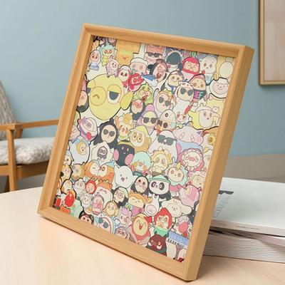 Kreskówkowe Jajko Drewniany Zestaw do Kolorowania Puzzle z Ramką na Zdjęcie Markery DIY Ręcznie Malowane Nierówne Puzzle Jigsaw Zabawka Dekoracja Ornament