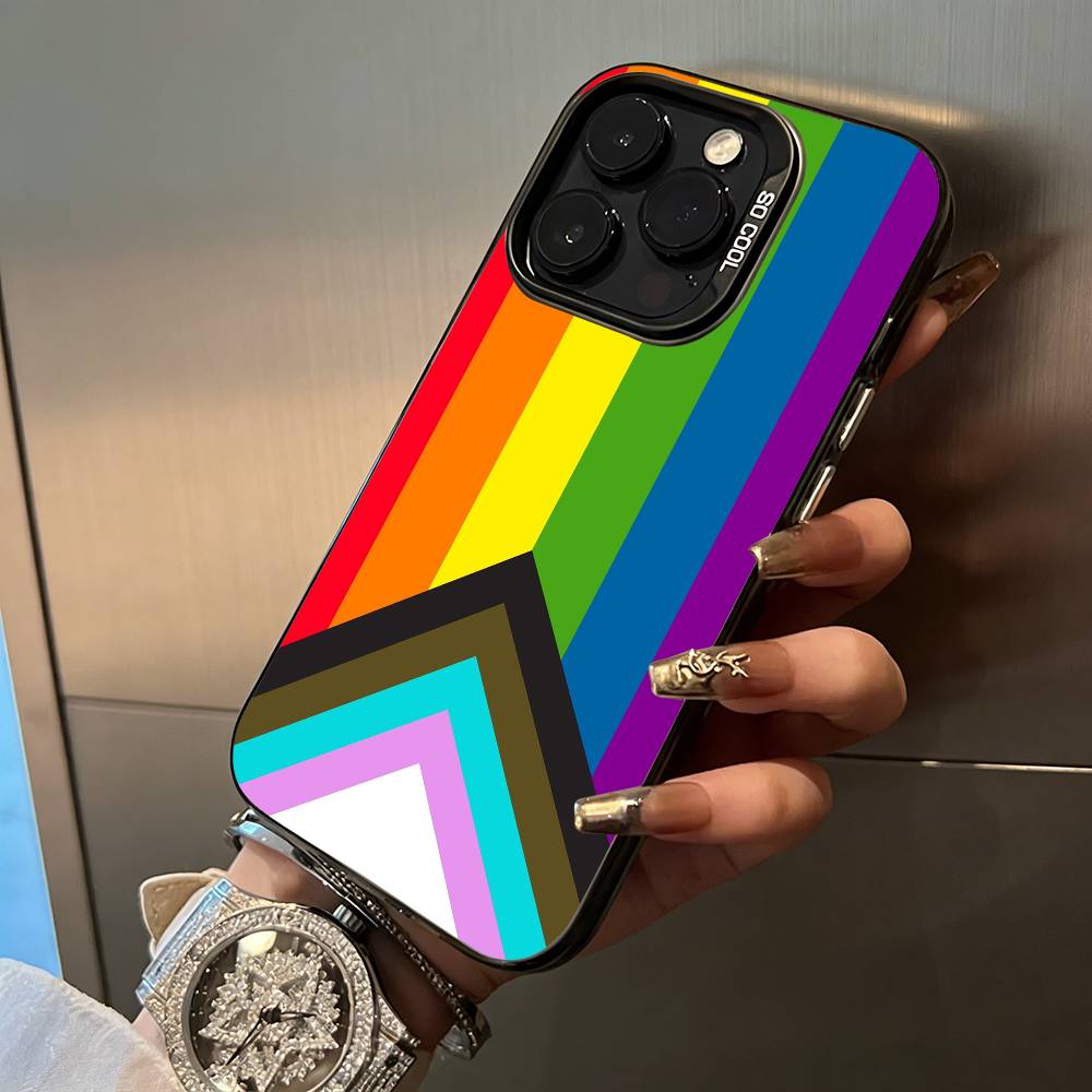 Lesbian LGBT Rainbow Pride For iPhone 17 16 15 14 13 12 11 Pro Max XS  17 Air Silicone Colored Silver Bumper Cover