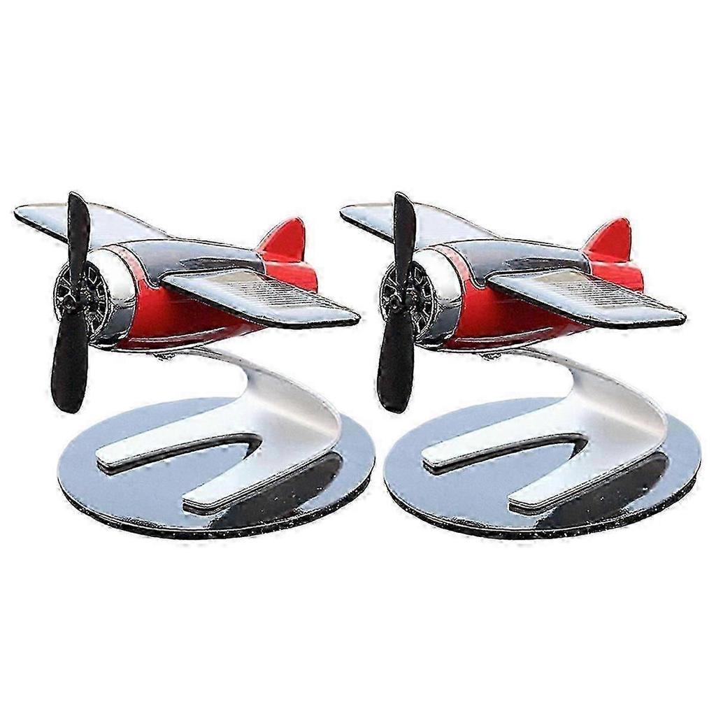 Solar Powered Rotating Airplane Decorative Ornaments Air Purifier Airplane Lover Gift Home Desk Accessories Red