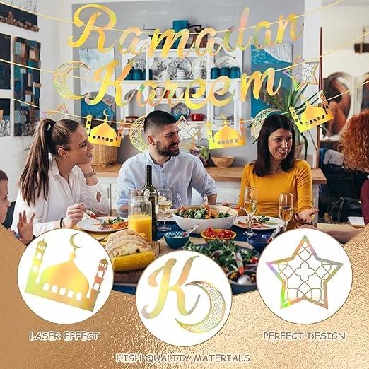 Spheretron Banner Hanging Garland Ramadan Mubarak Gold