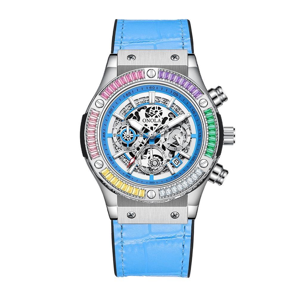 ONOLA Luxury Men Watch Casual Colored Diamond Luminous Calendar Quartz Watch Waterproof Watch Men Chronograph Wristwatch Clock